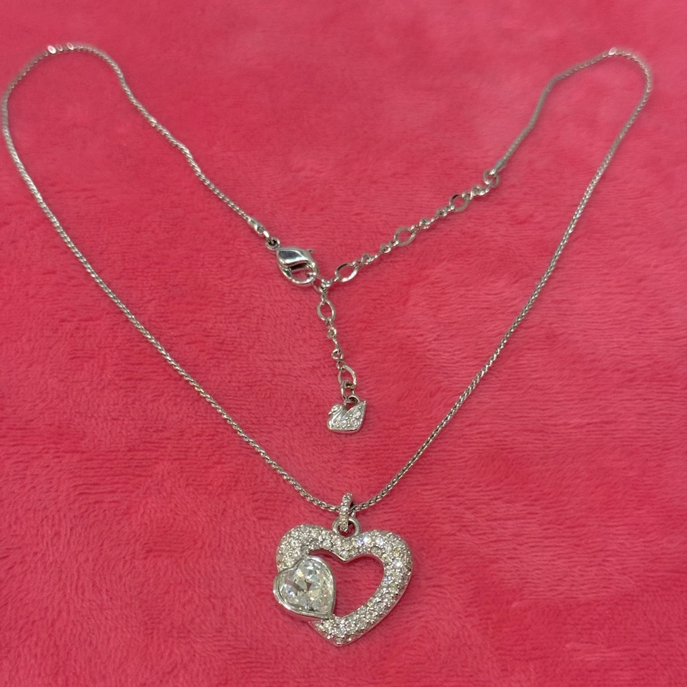 Swarovkski jewelry  double heart necklace